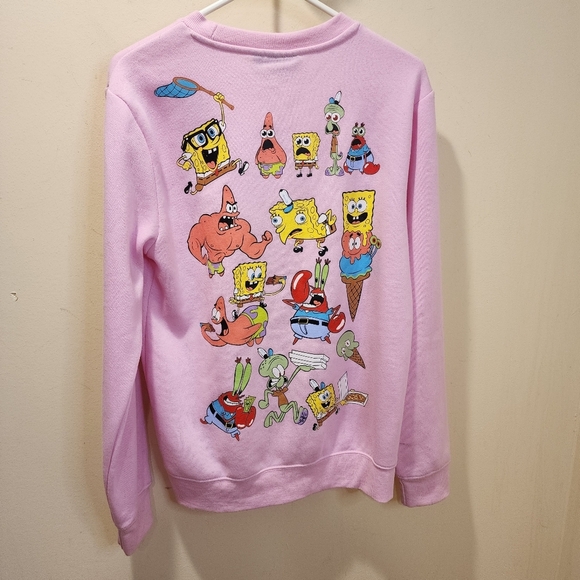 Nickelodeon pink Sponge Bob Pullover Crew Neck Sweater Size S - Picture 7 of 11